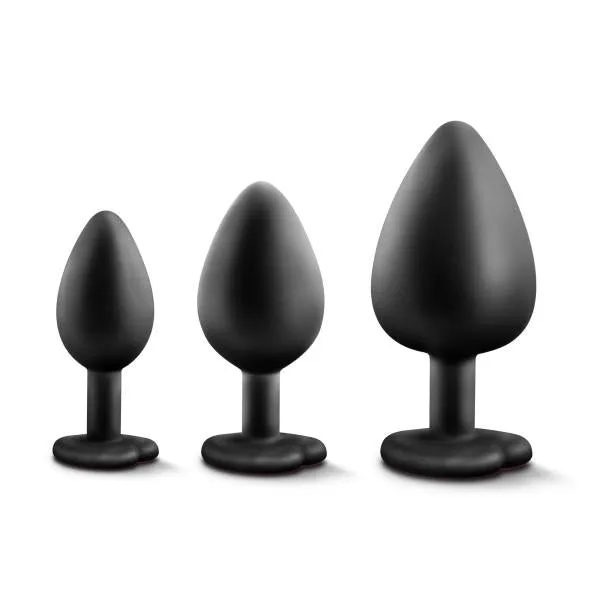 Blush Anal Bling Plugs Training Kit Black With Red Gems