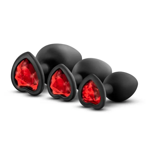 Blush Anal Bling Plugs Training Kit Black With Red Gems Blush Anal Bling Plugs Training Kit Black With Red Gems