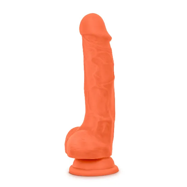 Female Sex Toys Blush Novelties Neo Elite 75 Silicone Dual Density Cock with Balls Neon Orange