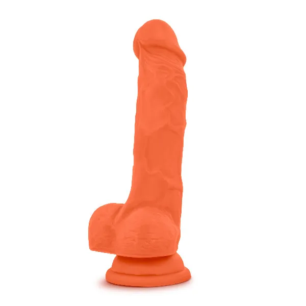 Female Sex Toys Blush Novelties Neo Elite 75 Silicone Dual Density Cock with Balls Neon Orange