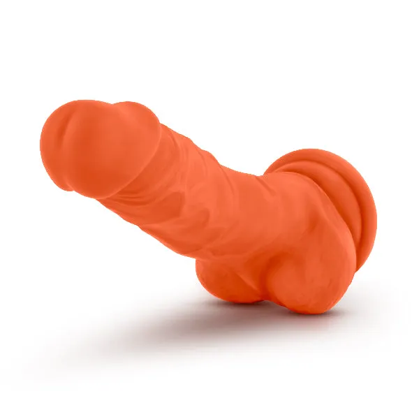 Female Sex Toys Blush Novelties Neo Elite 75 Silicone Dual Density Cock with Balls Neon Orange