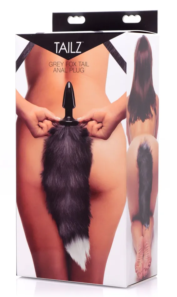 Tailz Fox Tail Anal Plug Grey XR Brands Male Sex Toys