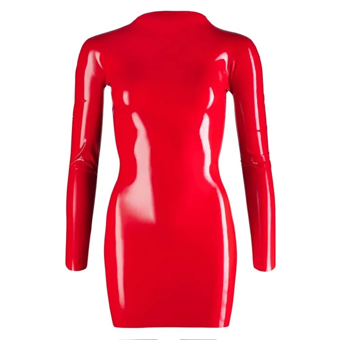 Various Toy Brands Vibrators Zip Up Latex Mini Dress With Long Sleeves Red Various Toy Brands Vibrators Zip Up Latex Mini Dress With Long Sleeves Red