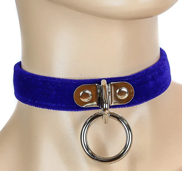 Funkplus Couples Velvet Choker With 1 Bondage Ring