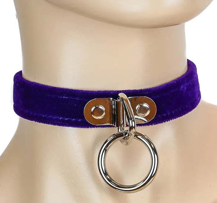 Funkplus Couples Velvet Choker With 1 Bondage Ring
