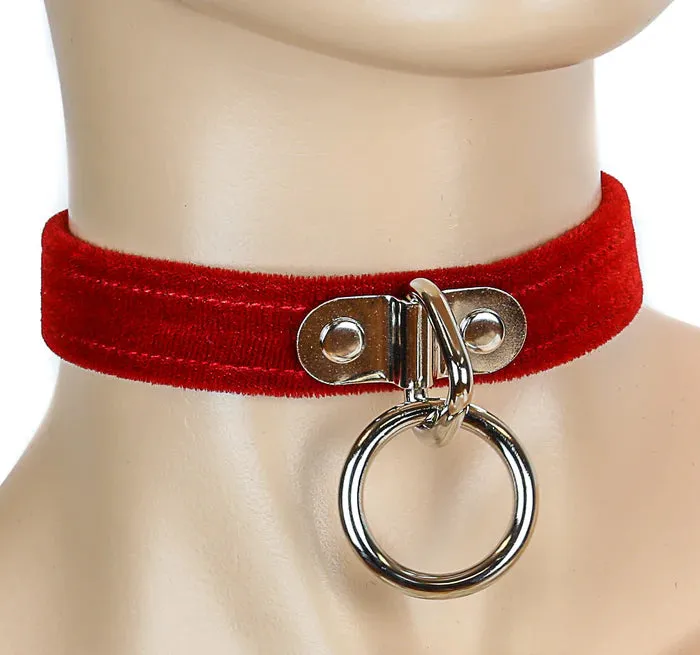 Funkplus Couples Velvet Choker With 1 Bondage Ring
