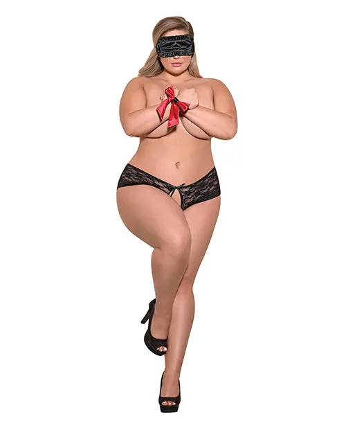 Magic Moments Intl Anal Love Bondage Split Back Lace Booty Short Blindfold Wrist Ties Black Qn Magic Moments Intl Anal Love Bondage Split Back Lace Booty Short Blindfold Wrist Ties Black Qn