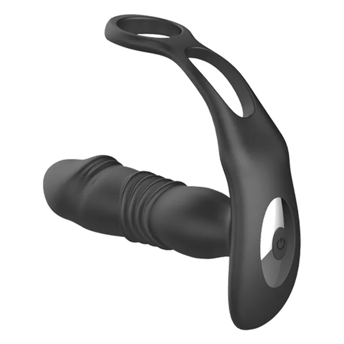 Male Sex Toys XMEN Thrusting Silicone Butt Plug with Cockring and Remote