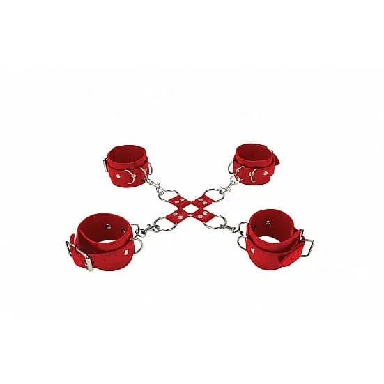 Ouch Leather Hand and Legcuffs Shots Couples