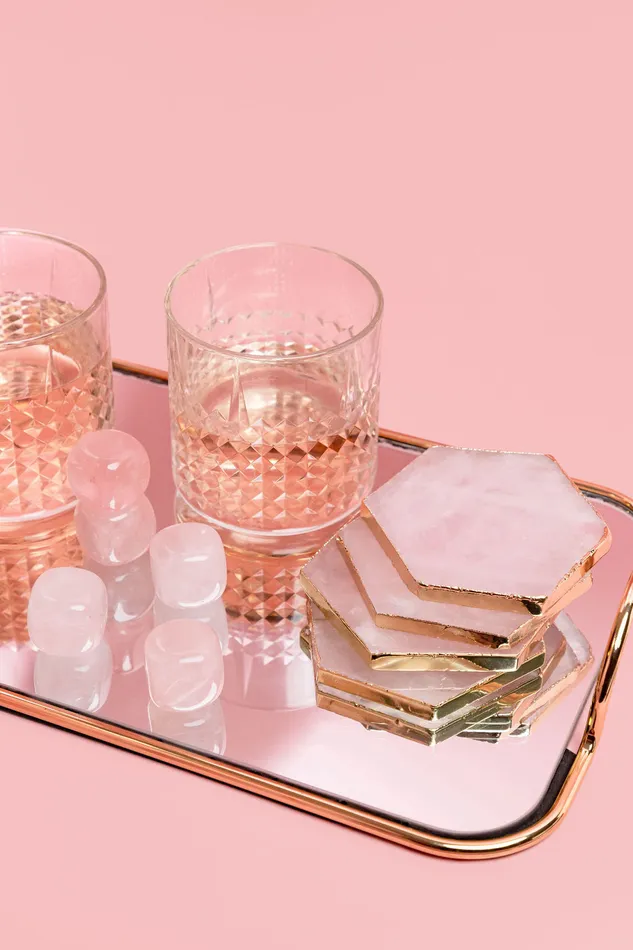 Luxe Rose Quartz Crystal Coasters yonipleasurepalace Vibrators