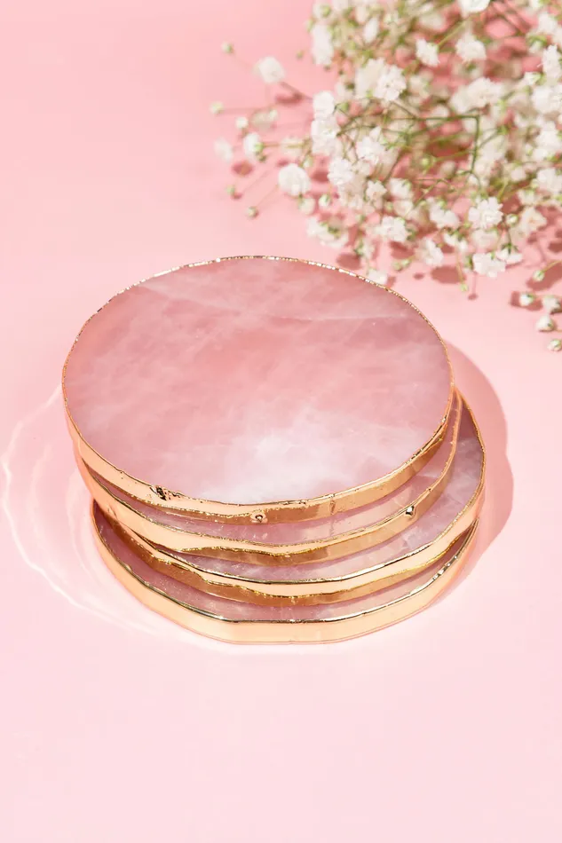 Luxe Rose Quartz Crystal Coasters yonipleasurepalace Vibrators