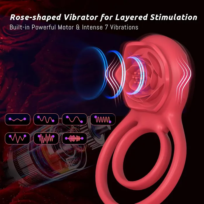 MOVGANI Couples Vibrating Cock Ring with Rose Clitoral Stimulator Pleasure Penis Ring Vibrator Couples Adult Sex Toys for Men Women 7 Vibrations Male Couple Sex Toy Light Rose MOVGANI Couples Vibrating Cock Ring with Rose Clitoral Stimulator Pleasure Penis Ring Vibrator Couples Adult Sex Toys for Men Women 7 Vibrations Male Couple Sex Toy Light Rose