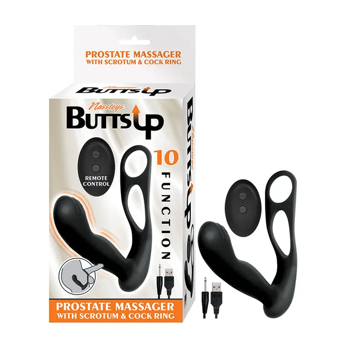 Nalpac Butts Up Prostate Massager With Scrotum Cock Ring Black Male Sex Toys