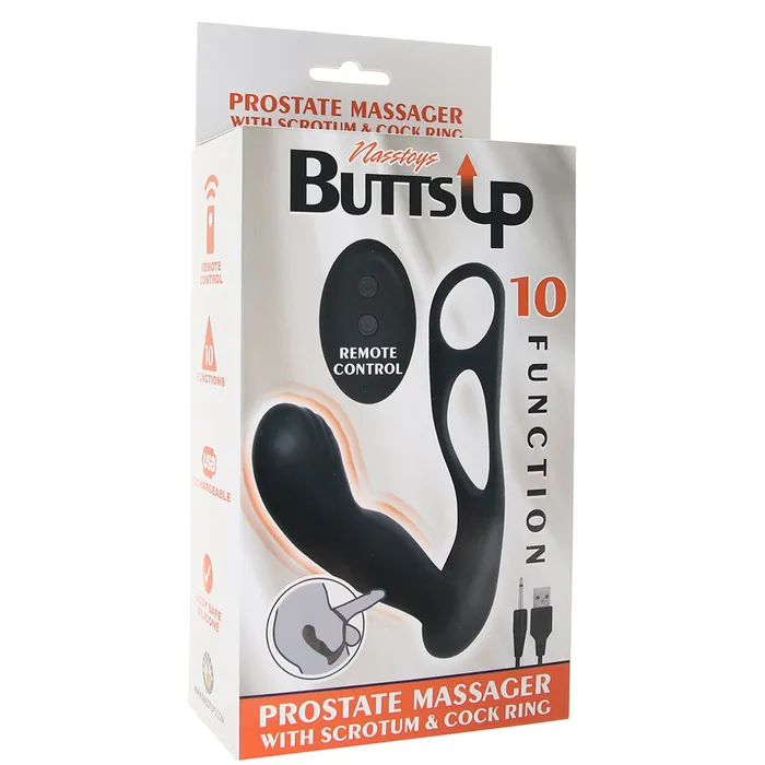 Nalpac Butts Up Prostate Massager With Scrotum Cock Ring Black Male Sex Toys