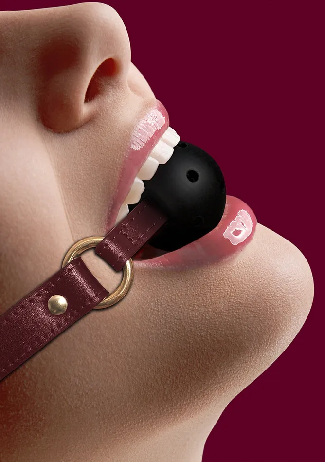 Shots America Couples Ouch Halo Breathable Ball Gag Burgundy