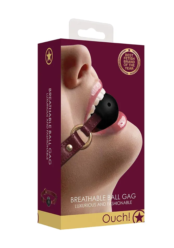 Shots America Couples Ouch Halo Breathable Ball Gag Burgundy