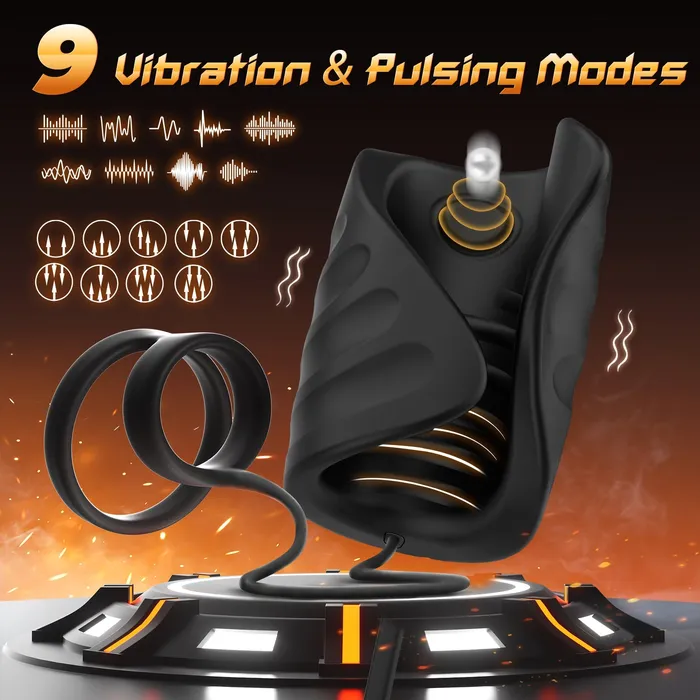 Sohimi Male Sex Toys 4 in 1 App Control Vibration and Pulsing Penis Trainer Male toy with Cock Ring