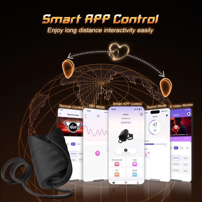 Sohimi Male Sex Toys 4 in 1 App Control Vibration and Pulsing Penis Trainer Male toy with Cock Ring