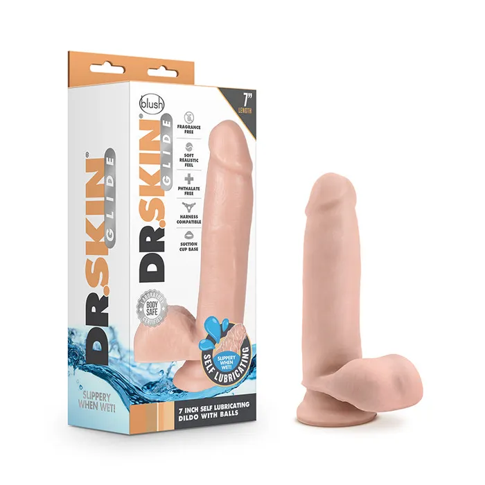 Blush Dildos Dr Skin Glide 7In Self Lube DildoBalls