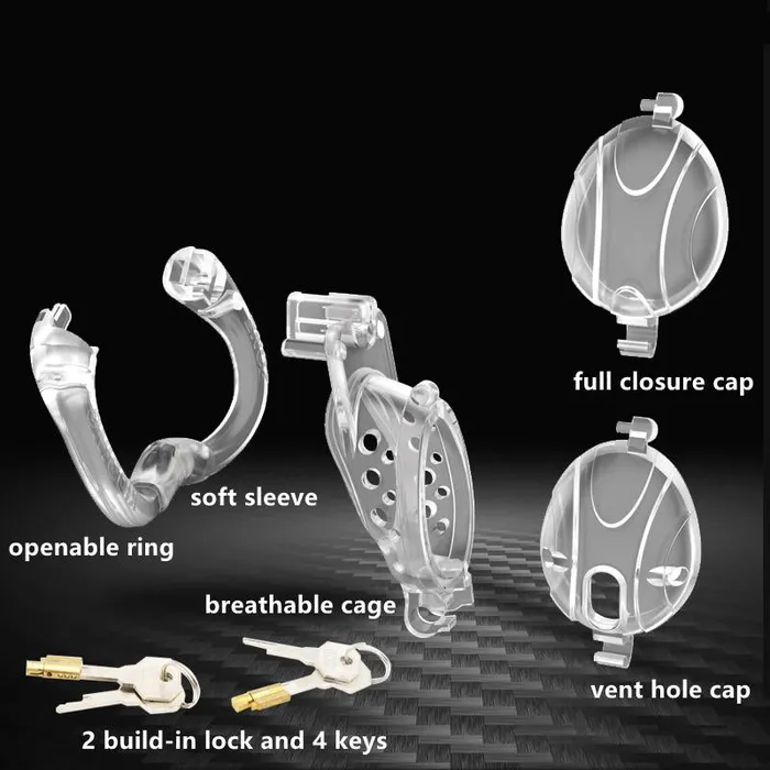 CHASTITY CAGE CO Double Lock Detachable Plastic Chastity Cage Male Sex Toys