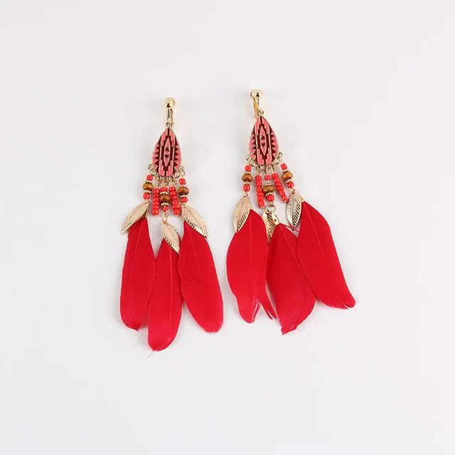 CHASTITY CAGE CO Female Sex Toys Bohemian Feather Clip on Earrings CHASTITY CAGE CO Female Sex Toys Bohemian Feather Clip on Earrings