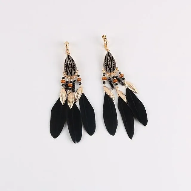 CHASTITY CAGE CO Female Sex Toys Bohemian Feather Clip on Earrings CHASTITY CAGE CO Female Sex Toys Bohemian Feather Clip on Earrings