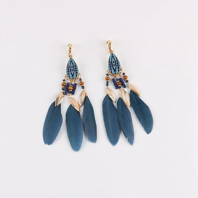 CHASTITY CAGE CO Female Sex Toys Bohemian Feather Clip on Earrings CHASTITY CAGE CO Female Sex Toys Bohemian Feather Clip on Earrings