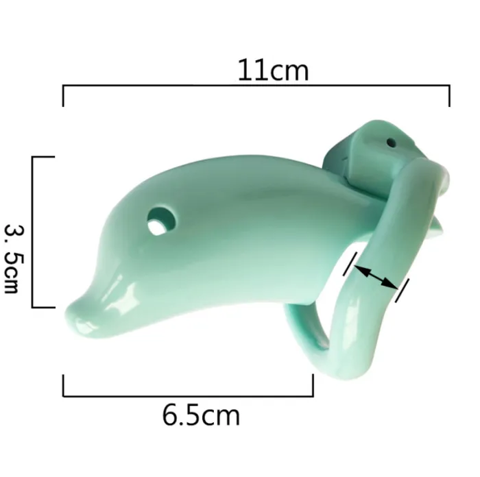 CHASTITY CAGE CO Male Sex Toys Dolphin Plastic Chastity Cage All 4 Rings Included