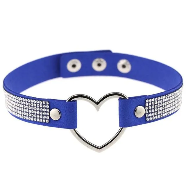 Collars Leashes Heart Rhinestone Bdsm Collar Hollow Necklace Choker Bondage Restraints House of Dasein Female Sex Toys