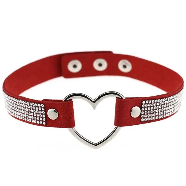 Collars Leashes Heart Rhinestone Bdsm Collar Hollow Necklace Choker Bondage Restraints House of Dasein Female Sex Toys