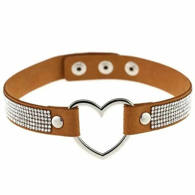Collars Leashes Heart Rhinestone Bdsm Collar Hollow Necklace Choker Bondage Restraints House of Dasein Female Sex Toys