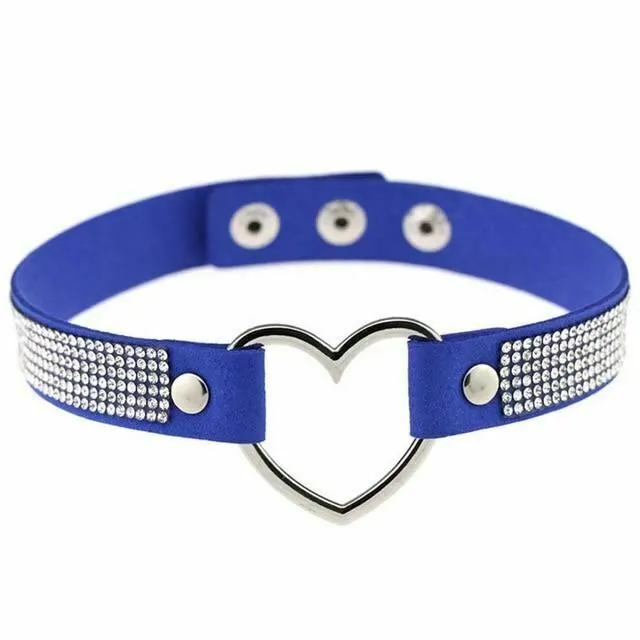 Collars Leashes Heart Rhinestone Bdsm Collar Hollow Necklace Choker Bondage Restraints House of Dasein Female Sex Toys