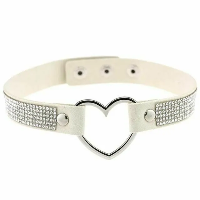 Collars Leashes Heart Rhinestone Bdsm Collar Hollow Necklace Choker Bondage Restraints House of Dasein Female Sex Toys