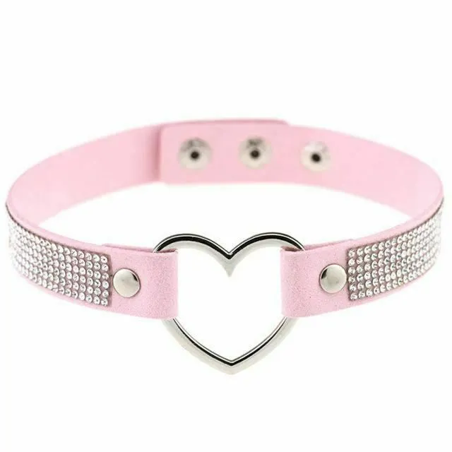 Collars Leashes Heart Rhinestone Bdsm Collar Hollow Necklace Choker Bondage Restraints House of Dasein Female Sex Toys