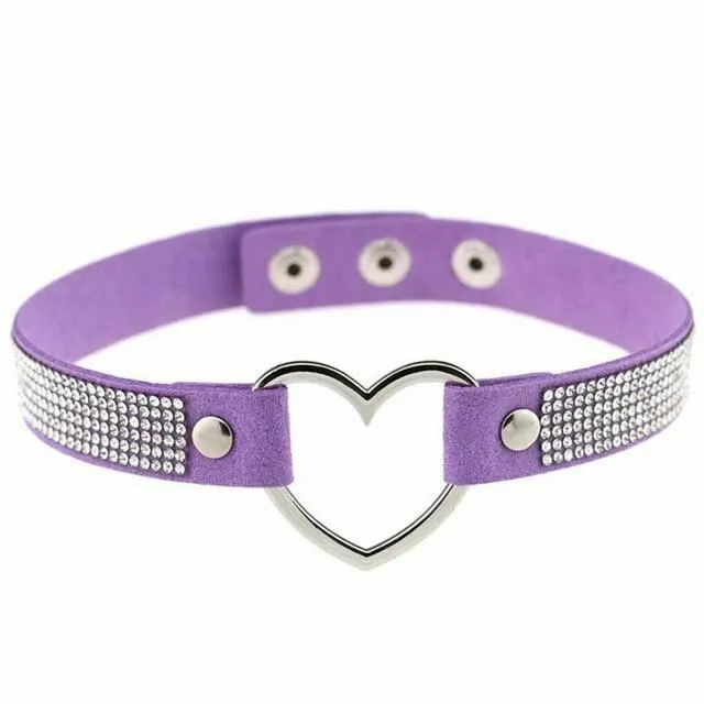 Collars Leashes Heart Rhinestone Bdsm Collar Hollow Necklace Choker Bondage Restraints House of Dasein Female Sex Toys