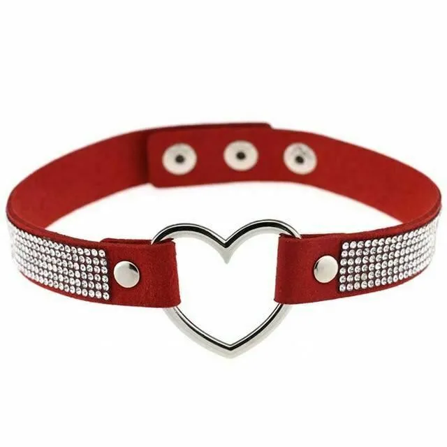 Collars Leashes Heart Rhinestone Bdsm Collar Hollow Necklace Choker Bondage Restraints House of Dasein Female Sex Toys