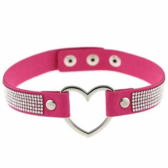 Collars Leashes Heart Rhinestone Bdsm Collar Hollow Necklace Choker Bondage Restraints House of Dasein Female Sex Toys