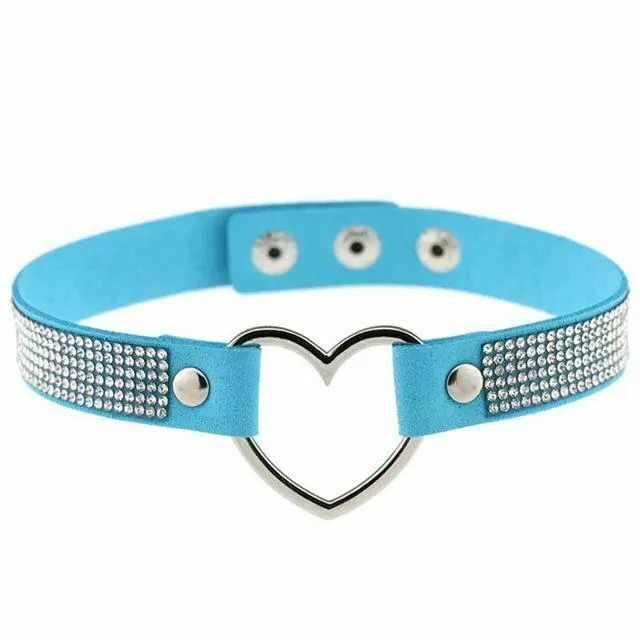 Collars Leashes Heart Rhinestone Bdsm Collar Hollow Necklace Choker Bondage Restraints House of Dasein Female Sex Toys