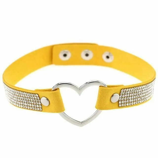 Collars Leashes Heart Rhinestone Bdsm Collar Hollow Necklace Choker Bondage Restraints House of Dasein Female Sex Toys