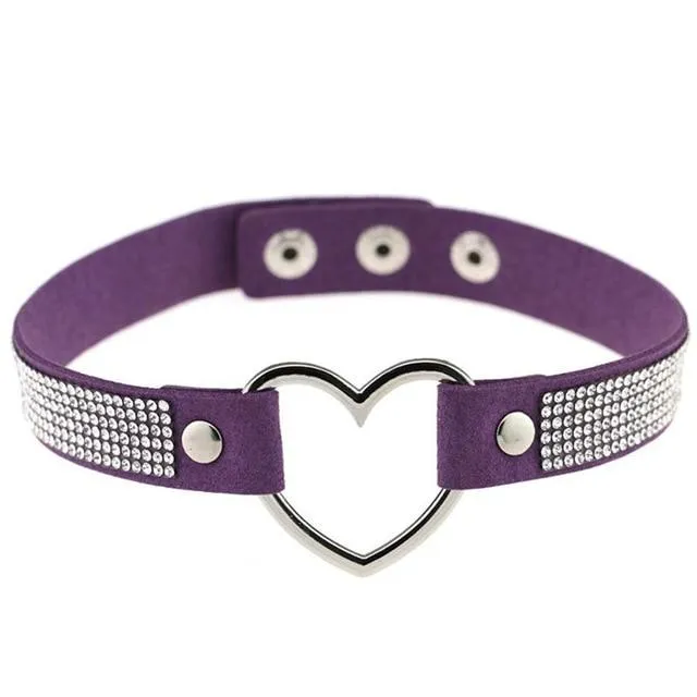Collars Leashes Heart Rhinestone Bdsm Collar Hollow Necklace Choker Bondage Restraints House of Dasein Female Sex Toys