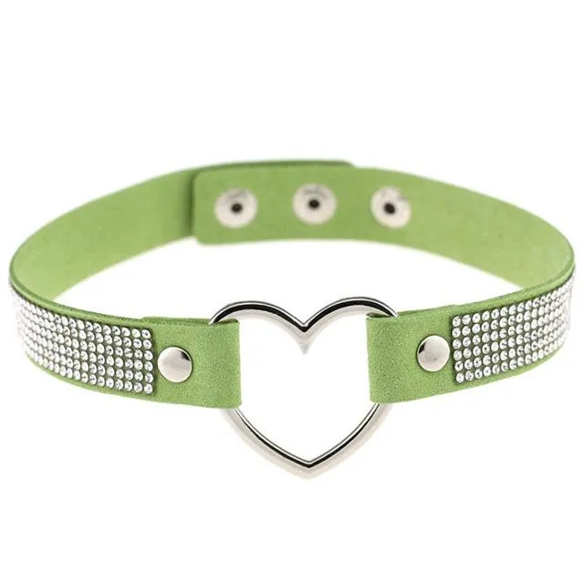 Collars Leashes Heart Rhinestone Bdsm Collar Hollow Necklace Choker Bondage Restraints House of Dasein Female Sex Toys