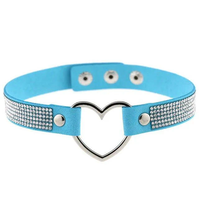 Collars Leashes Heart Rhinestone Bdsm Collar Hollow Necklace Choker Bondage Restraints House of Dasein Female Sex Toys