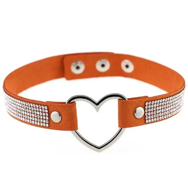 Collars Leashes Heart Rhinestone Bdsm Collar Hollow Necklace Choker Bondage Restraints House of Dasein Female Sex Toys