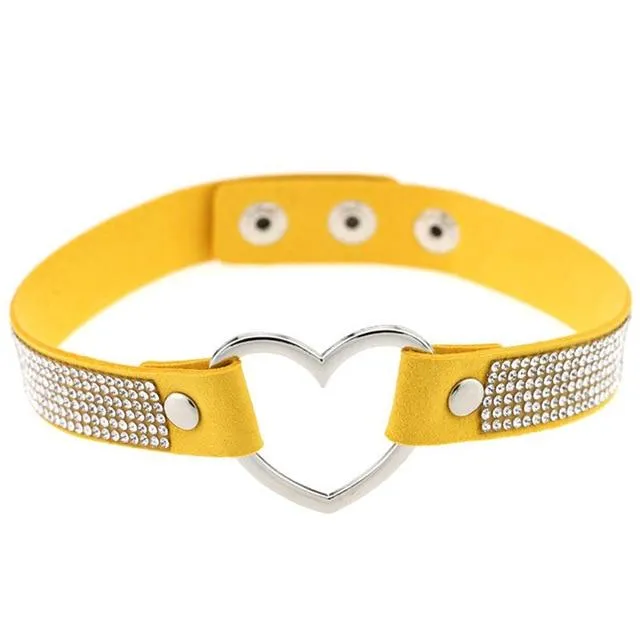 Collars Leashes Heart Rhinestone Bdsm Collar Hollow Necklace Choker Bondage Restraints House of Dasein Female Sex Toys