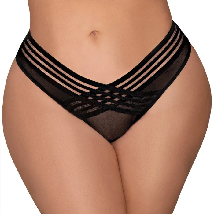 Dg Mesh Thong W Front Detail Black 2X Dreamgirl International Anal