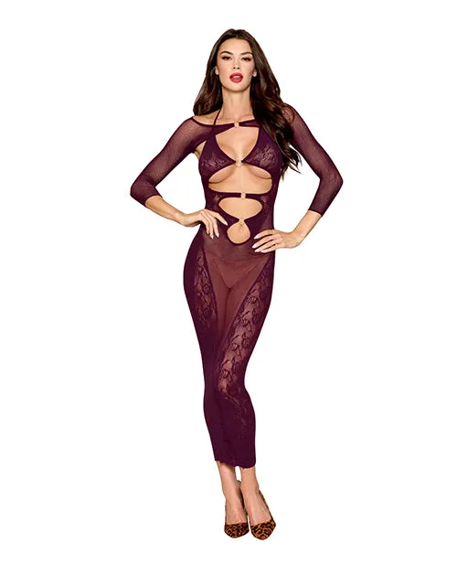 Dreamgirl Anal Seamless Gown wRemovable Shrug 2 pc Set Cherry Lacquer OS