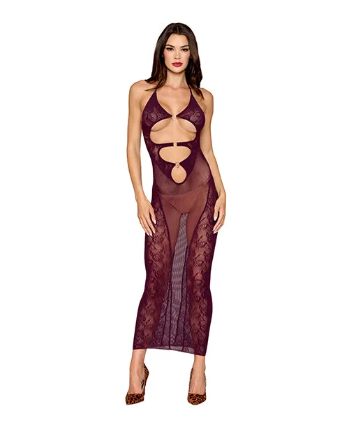 Dreamgirl Anal Seamless Gown wRemovable Shrug 2 pc Set Cherry Lacquer OS
