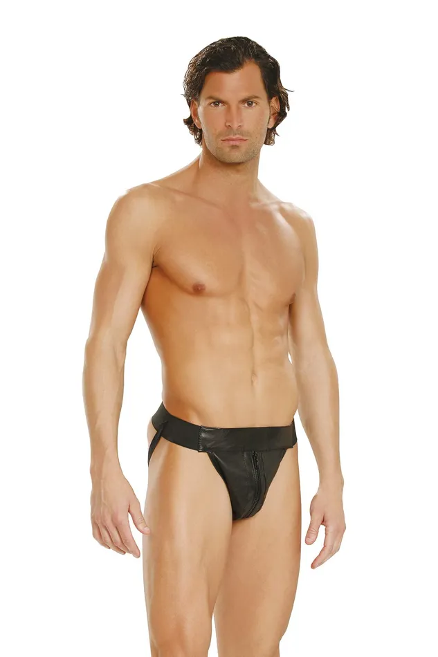 Elegant Moments Leather Jock Strap OS Black Elegant Moments Anal