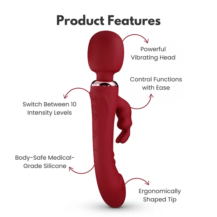 Female Sex Toys Bozatta AdultLuxe HopWave 3 in 1 Rabbit Dildo Wand