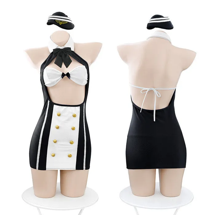 Female Sex Toys House of Dasein Cosplay Roleplay Sexy Airline Stewardess Uniform Cosplay Costume Mini Dress Women